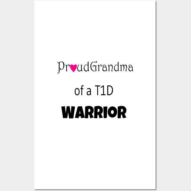 Proud Grandma - Black Text - Pink Heart Wall Art by CatGirl101